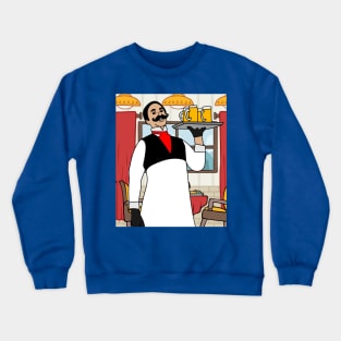 Retro Waiter Bartender With Drinks Crewneck Sweatshirt